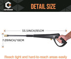 Pressure Washer Gun with Extension Wand & 5 Spray Nozzle Tips, M22-14mm & M22-15mm Fitting Replacement for Ryobi, Karcher, Powerstroke, Greenworks, Husky, Raptor Blast, Electric Power Washer