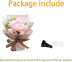 Mini Car Vent Clip Air Freshener, Aesthetic Floral Soap Rose Bouquet Diffuser Decor, Reusable Essential Oil Aroma Pad, Cute Car Accessories Gift for Women (Style I)