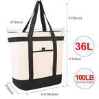 CIVJET Insulated Cooler Bag, Tote Bag for Grocery Shopping, DIY Your Creative Designs, Cooler Bags Insulated, Pizza/Food Delivery Bag to Keep Cold/Hot (Purified Cotton, Non-Waterproof, Beige