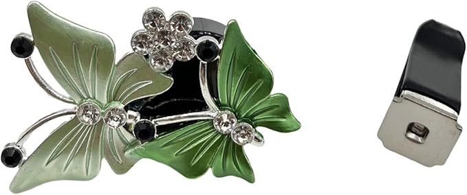 4 Pack Butterfly Car Air Fresheners Vent Clips Cute Air Conditioning Clips Decoration Rhinestone Vent Diffuser Clips Decor (Green)