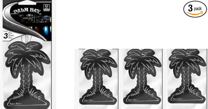 Plasticolor Palm Bay Palm Tree Air Freshener 3 Pack in Each Package (Cool Ice)