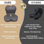 Navizam Lumbar Support Pillow for Office Chair – Seat Cushions for Office Chairs - Back Support for Office Chair, Pillow for Car – Chair Cushion with Anti-Slip Base, Backrest with Elastic Strap