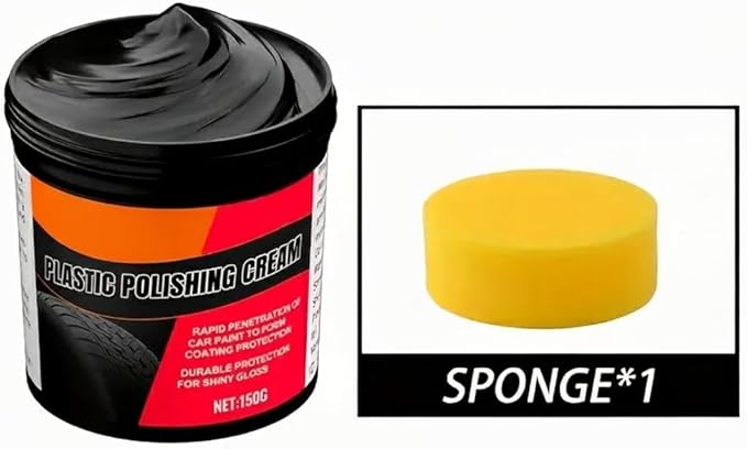Car Interior Plastic Restorer Black, 5.3 Oz Car Trim Restorer with Sponge Applicator, Long-Lasting Waterproof Formula to Restore Faded Plastic & Rubber for Automotive