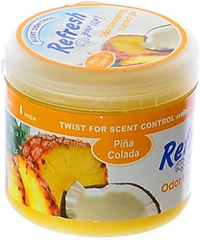 Refresh Scented Gel Can's 4.5 oz Car, Home & Office Air Freshener, Pina Colada (Pack of 4)