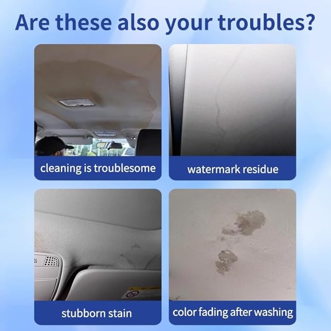 Car Ceiling Foam Cleaner, Enzyme Active Auto Interior Upholstery Cleaner, Multi-Purpose Decontamination for Seats/Carpet/Dashboard/Steering Wheel, Phosphate-Free 500ml/16.9oz