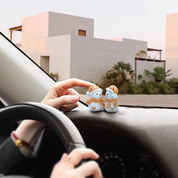 Car air freshener diffuser Plaster Couple Snowman Figurines Fragrant Gypsum Cute interior accessories car dashboard ornaments Indoor Christmas New Year's Gifts Porch Office Desk Decor (blue, NO.5)