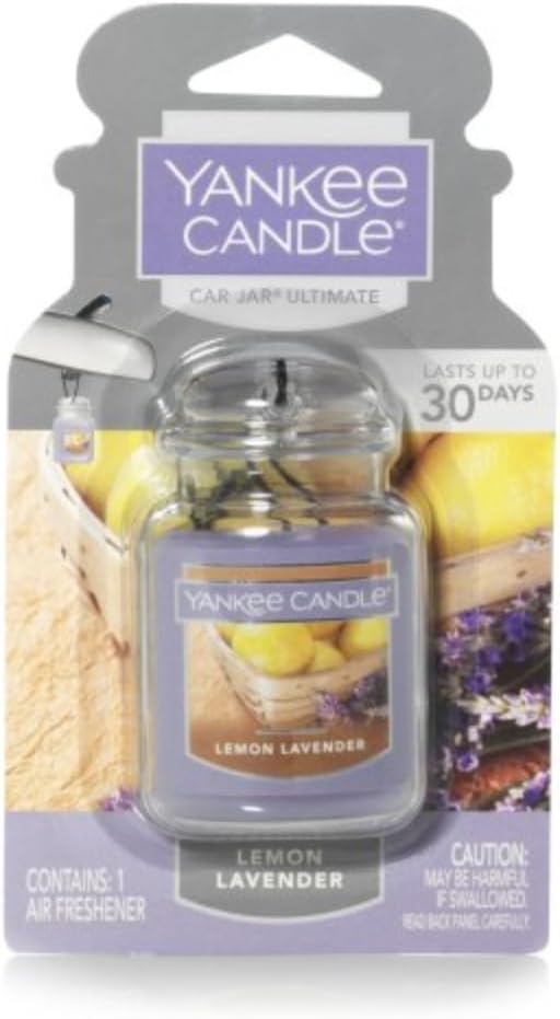 Yankee Candle Car Air Fresheners, Hanging Car Jar Ultimate, Neutralizes Odors Up To 30 Days, Lemon Lavender, 0.96 OZ (Pack of 6)