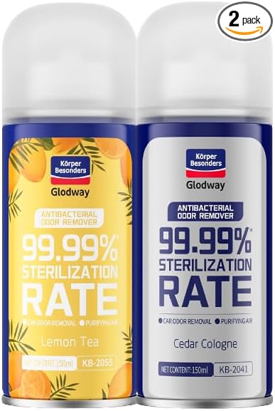 Glodway Whole Car Air Refresher Spray,Odor Eliminator Eliminates Strong Vehicle Odors,Cologne Scent + Lemon Scent-6 Ounce Spray Bottle (Plack of 2)