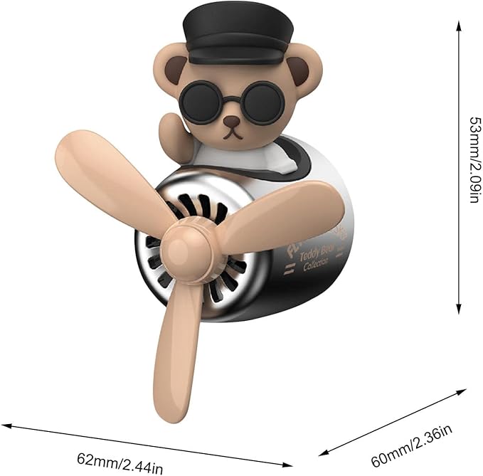 Car Air Fresheners,Cute Bear Pilot Car Diffuser Rotating Propeller Air Outlet Vent Fresheners,Aromatherapy Ornament Car Accessories