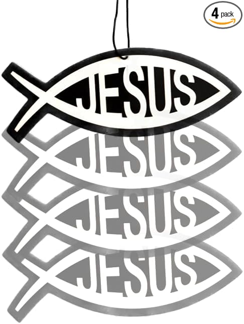 Fresh Fresheners Cute Funny and Aesthetic Car Air Fresheners 4-pack Scented With Premium Oils (Jesus Fish)