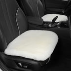 Genuine Sheepskin Auto Seat Pad, Australian Soft Wool Seat Cover Breathable and Sweat-Wicking Comfort Warm Universal Fit,19.2 inch x19.2 inch (Front seat Cushion 1pc, Ivory White)