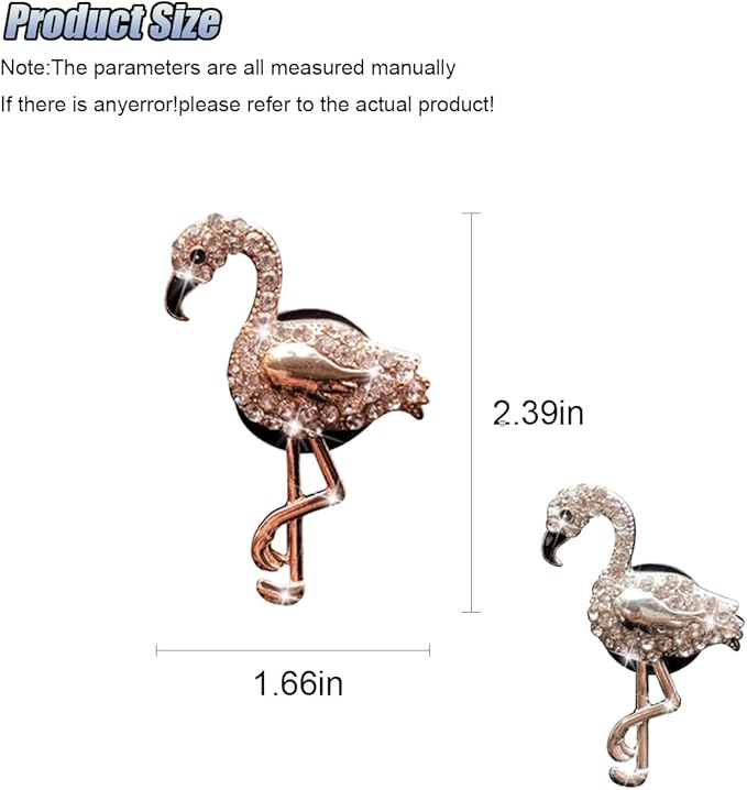 2PCS Bling Flamingo Car Dashboard Air Vent Trim Clips, Crystal Rhinestone Animal Car Air Fresheners Outlet Clip, Cute Automotive Interior Diffuser Decoration Accessories for Women (Flamingo)