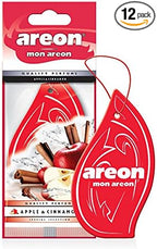 AREON MON MA24 Hanging Best Car Air Freshener Apple Cinnamon Scent, Paper Hanging Ornaments, Long Lasting Scent for Car or Home 12 Pack