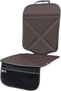 Car Seat Protector Leather Waterproof Child Safety Seat Protector Cover with Thick Pad and 2 Large Pockets Durable Kick Mat for All Auto Seat (Brown)