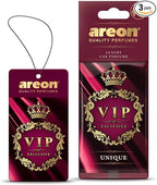 AREON VIP - Hanging Cardboard Air Freshener for Car - Premium Cologne CAR Perfume Air Freshener with Natural Fragrances - Long Lasting, Fresh, Luxurious Scent - Stylish Design -Unique, Pack of 3