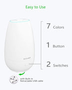 SOICARE Diffuser,USB Plug-in Car Portable Aromatherapy Diffuser,Essential Oils for Diffusers with 7 Colors Lights 2 Switch Mode Waterless Auto Off for Car Home Office Room (White)