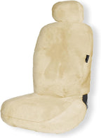 ZONETECH Sheepskin Seat Covers Fuzzy Car Seat Covers Tan Australian Merino Wool Fluffy Fur Auto Accessories All Season Protection for Your Seats Universal Fits Most Car SUV Airbag Compatible