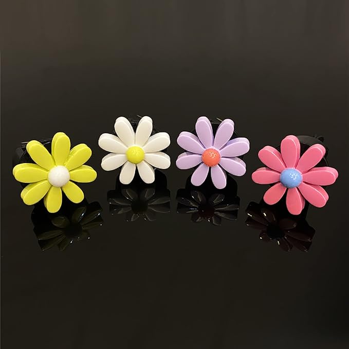 4 Pieces Daisy Flower Air Vent Clips, Cute Colorful Car Air Freshener Clip & Diffuser, Boho SUV Outlet Vent Decorations, Charm Car Inter Decor Accessories for Girls Women
