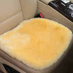 OGLAND Fluffy Genuine Australia Sheepskin Car Seat Cover for Auto Interior Accessories with Soft Fuzzy Wool Eco-Friendly Natural Fur Non-Slip (Light Yellow, Front)