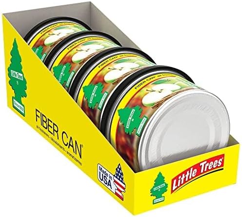 LITTLE TREES Car Air Freshener | Fiber Can Provides Long Lasting Scent for Auto or Home | Recycled Fiber | Green Apple, 4 Air Fresheners