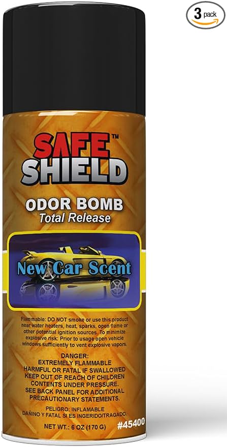Generic New Car Scent Odor Bombs for Car Interiors - Automotive Odor Bomb with Refreshing Long-Lasting Fragrance - Eliminates Unwanted Odors and Deodorizes - 6 Ounce Can, Pack of 3