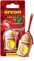 AREON Fresco Hanging Car Air Freshener - Natural & Woody Scent, 40-50 Days Long-Lasting Fragrance - Diffuser in Wood Pendant Housing - Automotive Accessories & Essentials - Strawberry