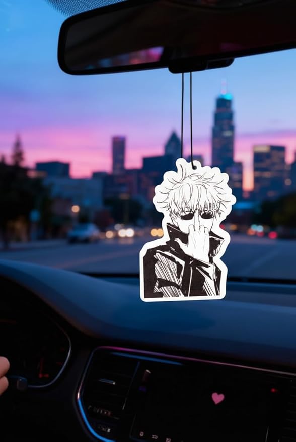 PumpCar 2 pieces Gojo Satoru double-sided hanging Japanese anime cherry-scented car air freshener Cool anime hanging for rearview mirror Car Interior Accessories Gifts