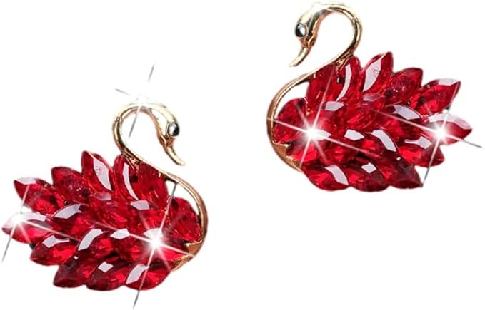 Katutude 2 Pcs Crystal Swan Car Air Vent Clips with Fragrance Tablets, Car Diffuser Air Freshener Vent Clips Air Conditioner Outlet Clip Charm Bling Car Interior Decoration, Red