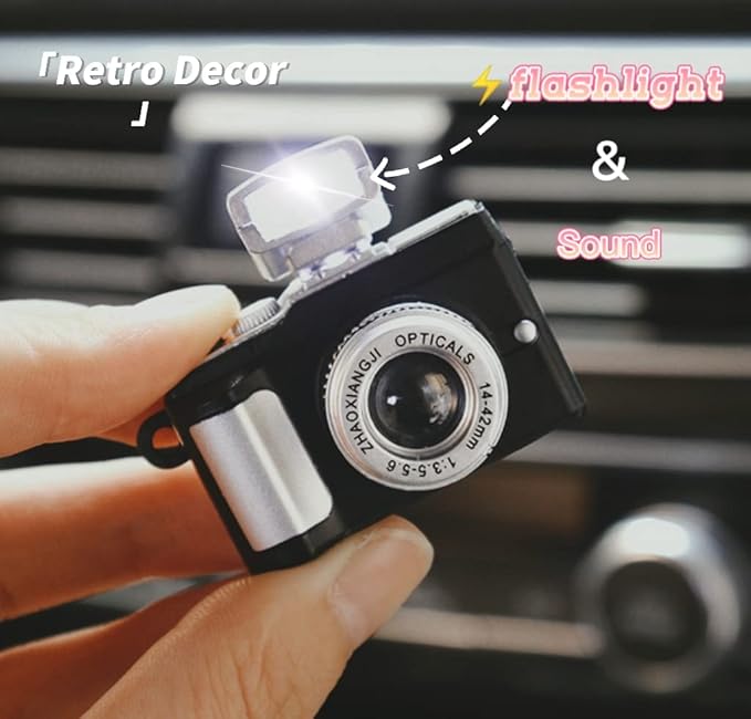 AONUOWE Camera Car Air Freshener with Flash Cute Car Fragrance Diffuser Vent Clip Kawaii Car Accessories Retro Decor for Women Men (SLR Camera)