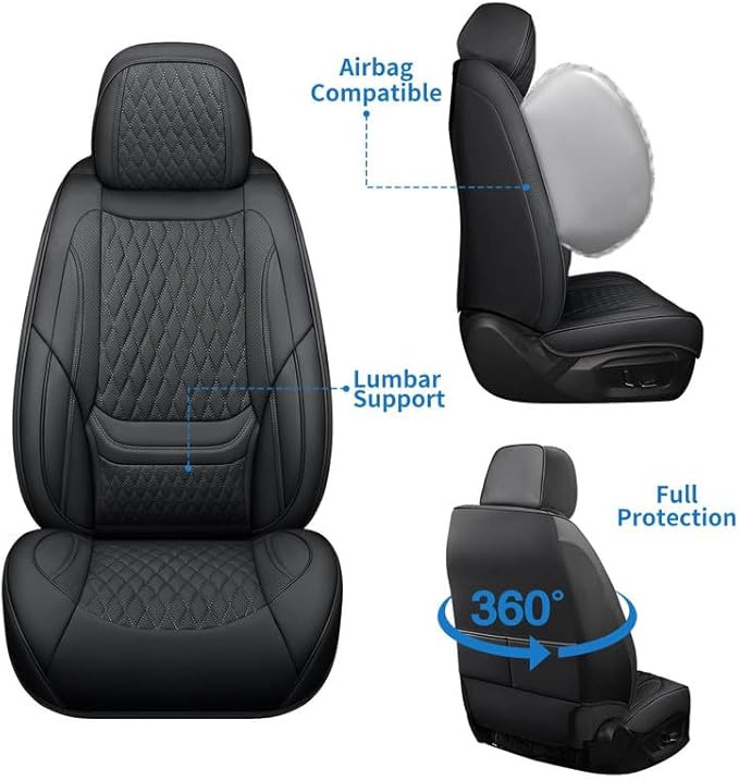 Car Seat Covers Full Set Custom Fit for Chevrolet/Chevy Trax 2015-2026 - Premium Faux Leather with Lumbar Support | Breathable, Waterproof, Anti-Slip, Durable (Black,Full Set)