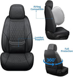 Front Seat Car Seat Covers Custom Fit for Ford Taurus 1999-2018 - Premium Faux Leather with Lumbar Support | Breathable, Waterproof, Anti-Slip, Durable (Black,Front Seat)