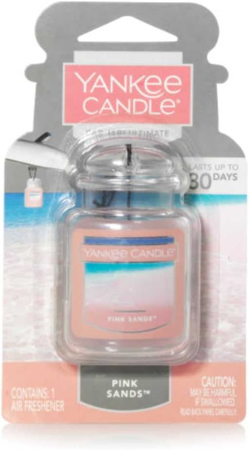 Yankee Candle Car Air Fresheners, Hanging Car Jar Ultimate, Neutralizes Odors Up To 30 Days, Pink Sands, 0.96 OZ (Pack of 6)