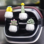 4 Pcs Cute Cactus Air Vent Perfume Clips, Resin Artificial Plant Succulents Car Air Fresheners Aromatherapy Clips, Car Interior Decoration Accessories, Gift for Men Women