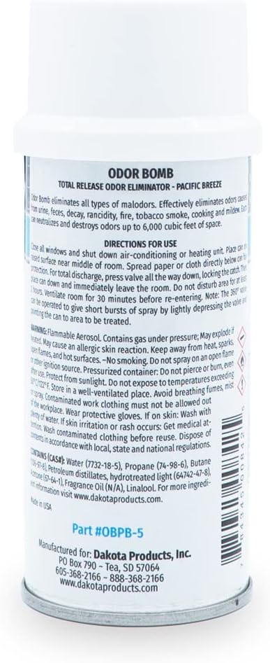 Dakota Odor Bomb Car Odor Eliminator - Pacific Breeze - 3 Pack