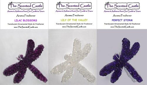 3 Pack Dragonfly Car Air Fresheners - Lilac Blossoms, Lily of the Valley, Perfect Storm by The Scented Castle