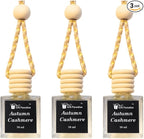 Autumn Cashmere Car Air Freshener with gift ready velvet bag, Hanging Design for Multiple Spaces, Set of 3 (10 ml Each)