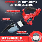 Cordless Vacuum Cleaner Compatible with Milwaukee 18V Battery, 5 in 1 Handheld Electric Vacuum with 400W Powerful Motor, 46 CFM Portable Hand Vacuum for Home Pet Hair, Car (NO Battery)