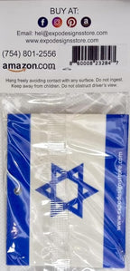 Car Air Freshener Israel Flag - Automotive Air Freshener - Blue and White - Squash Scent - 3 Pack - 0.1 Fl Oz - 37 Sq Ft Coverage
