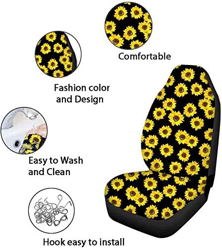 FKELYI Floral Hummingbird Car Seat Covers Full Set - Steering Wheel, Gear Shift, Handbrake, Headrest Covers & Cup Coasters