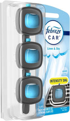 Febreze Car Air Freshener, Odor-Fighting Automotive Vent Clip, Linen & Sky Scent, 3 Count