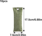 Activated Charcoal Air Purifying Bag (10 Pack 75g Each) Bamboo Charcoal Odor Absorber Air Freshener for Shoes, Closet, Car, Green