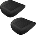 Luxury Faux Leather Car Seat Cover, Anti-Slip Waterproof Universal Front Bottom Seat Protector with Storage Pocket, Triangular Pattern Vehicle Seats Cushion for Sedans, SUVs, Trucks (2PCS&Black)
