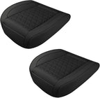 Luxury Faux Leather Car Seat Cover, Anti-Slip Waterproof Universal Front Bottom Seat Protector with Storage Pocket, Triangular Pattern Vehicle Seats Cushion for Sedans, SUVs, Trucks (2PCS&Black)