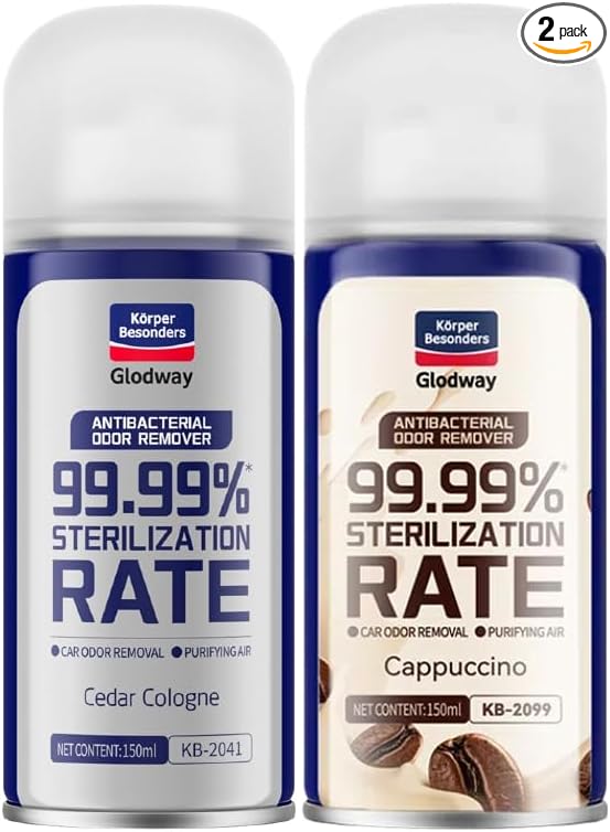 Glodway Whole Car Air Refresher Spray,Odor Eliminator Eliminates Strong Vehicle Odors,6 Oz,Cedar Scent,Cappuccino Scent