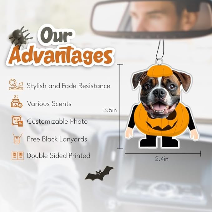 Custom Halloween Car Air Freshener – Personalized Photo Air Freshener, Custom Picture Air Freshener for Car, Customized Halloween Ornament – Unique Custom Air Fresheners with Your Design