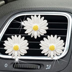 3 Pcs White Cute Daisies Car Clip, Flowers Car Charm Air Vent Accessories Cute Automotive Interior Trim Decorations Gift for Girls & Women Car Interior Accessories,Automotive Air Fresheners