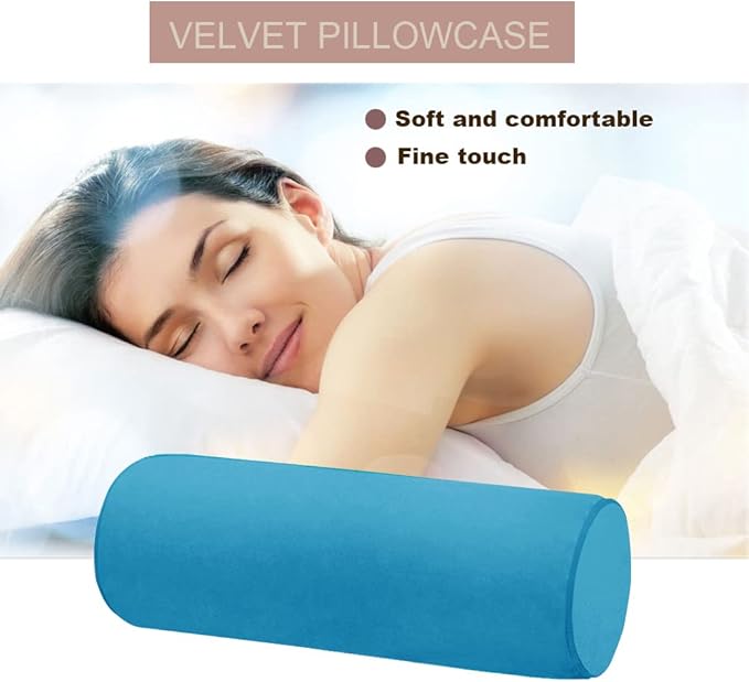 Memory Foam 16X6 Neck Pillow for Sleeping, Neck Pain Relief, Side Back Stomach Sleeper, Car or Office Chair Sofa,Support Pillow for Posture & Comfortable Spine Position (Lake Blue)
