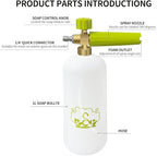ESP Foam Cannon Snow Foam Lance Pressure Power Jet Washer Quick Release Adjustable Nozzle with 1 Liter Bottle Washing Mitts 1 Towel