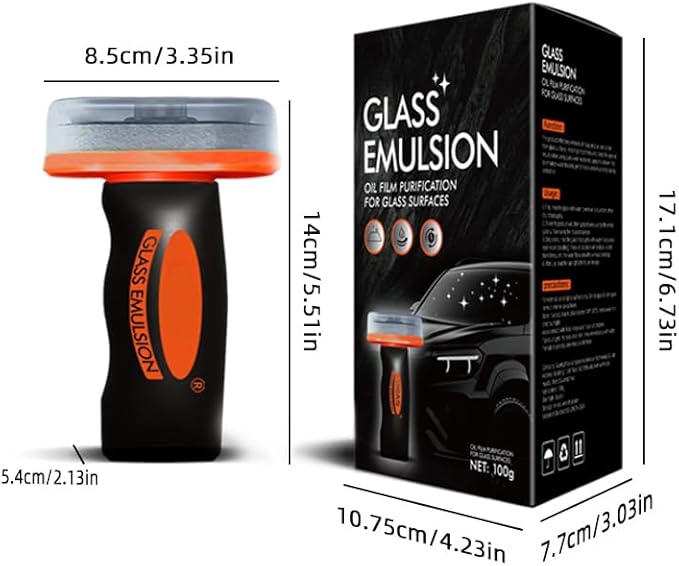 Glass Oil Film Remover for Car,Glass Guard Cleaner,Powerful Emulsion Oil Film Remover with Hydrophobic Anti-Fog Coating,Window and Windshield Cleaning Tool with Board for Car and Home Use (1PCS)