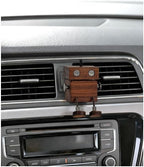 Car Air Diffuser - 2-in-1 Shaking Wooden Man Figurine & Refillable Aroma Vent Clip with 5ml Capacity, Natural Walnut Wood Essential Oil Air Freshener, Car Dashboard Decor Ornament for Driver